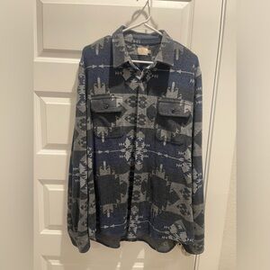 Faherty x TVHC mens grey blue legend flannel sweater button up casual shirt XXL